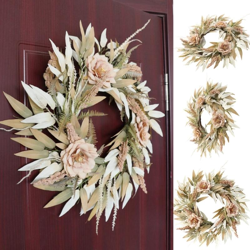 Corona de Flores de Peonía Artificial Corona del Día de Acción de Gracias Corona de Otoño para Puerta Principal Jardín Casas de Campo Fiesta de Acción de Gracias