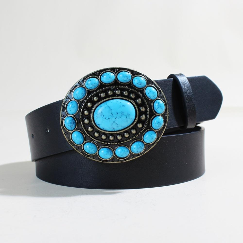 

Bohemian Court Style Retro Ethnic Embossed Decorative Belt Rose Pattern Wide Belt Women 110Cm long