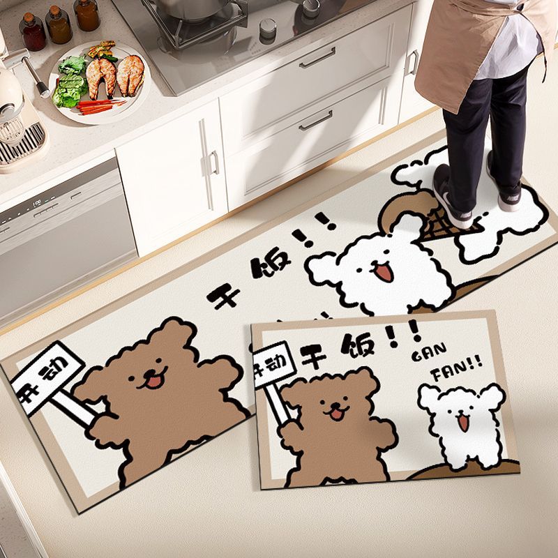 Cartoon Kitchen Floor Mat, Water-absorbing, Dirt-resistant and Non-slip Mat, Household Diatom Mud Floor Mat, Restaurant Bar Floor Mat, Diatom Mud