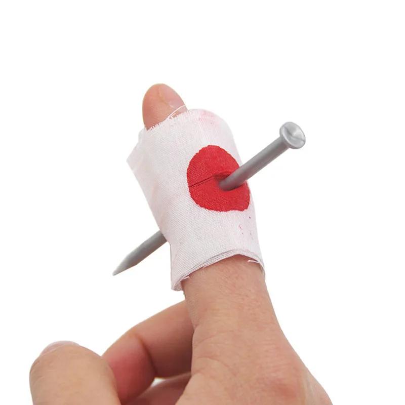 Non-Toxic 1Pc Fake Nail Through Finger Prank Toy Kids Novelty Magic Friend Halloween Scare Trick Joke Toy Practical Fool Gags Party Games