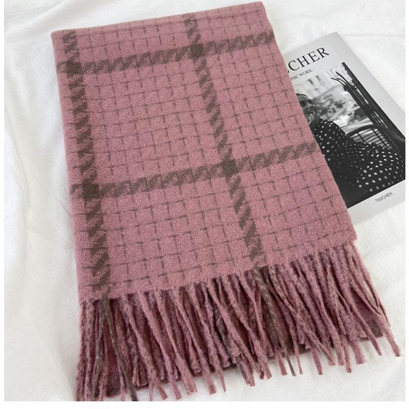 Scarf Women's Autumn and Winter New Thickened Imitation Cashmere Fringed Shawl Student  Warm Shawl
