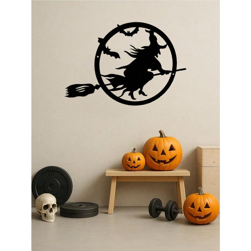 Spooky 3 Witch Wall Art Metal Mural Sticker Home Decor Kids Living Room Nursery Modern Metal Sculpture Waterproof Rustproof Durable Birthday Gift