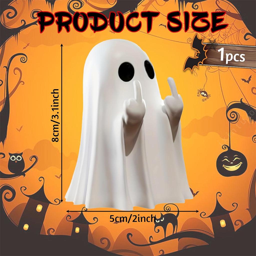 Halloween Ghost Figurine Middle Finger Small Scary Ghost Decor Spooky Resin Statue Coffee Table Centerpieces Display Ornaments