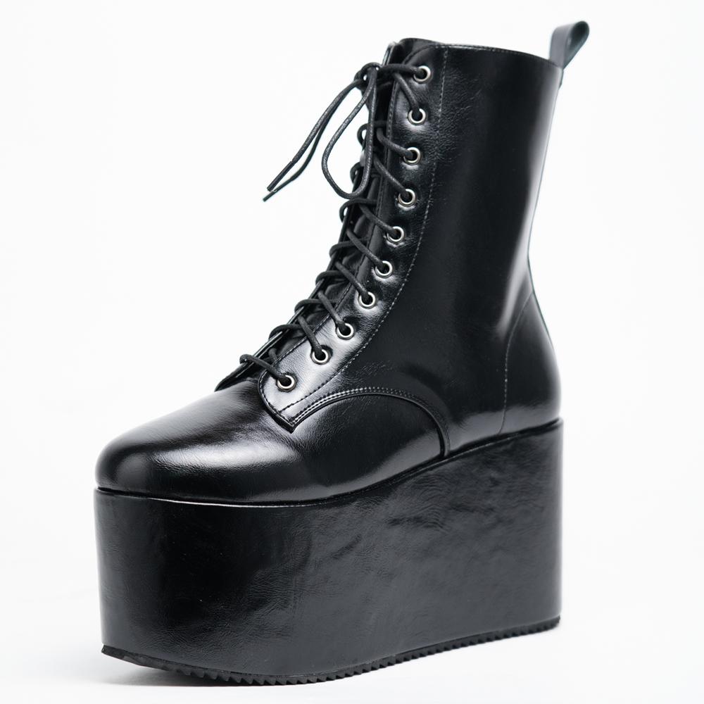 

Unisex Extreme Platform Lace-Up Ankle Boots Gothic Style mid Calf Funky Shoes 43