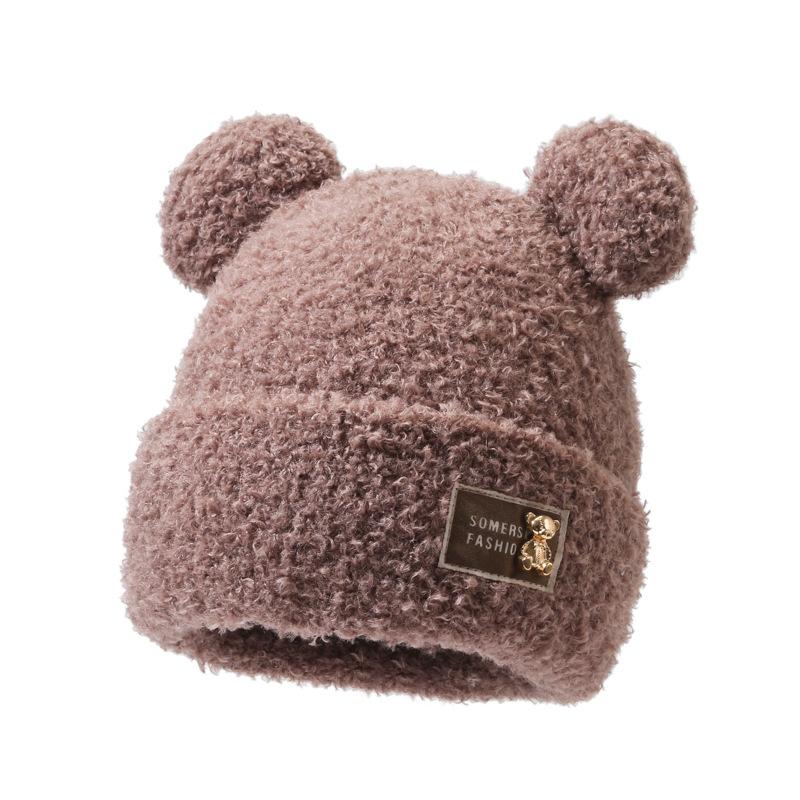

Bear Plush Hat for Women In Autumn and Winter Pullover Cute Hat Plus Velvet Thickened Confinement Period Warm Cold Ear Protection Cold Hat