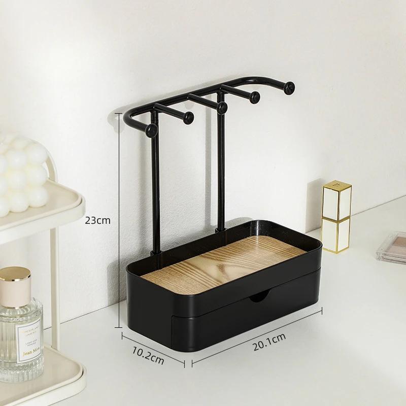 Jewelry Organizer Display Stand Rack With Wooden Tray For Earrings Bracelet Necklaces Rings Storage Hanging Organizer Holder