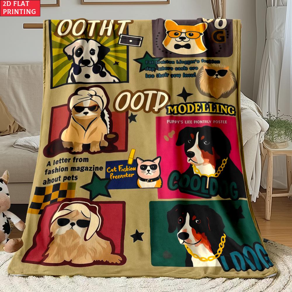 Animal Flannel Thin Blanket Custom Blanket Picnic Bed Sofa Blankets Family Bedroom Children's Room Napping Blankets Fluffy