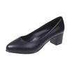 Damen Pumps mit niedrigem Absatz Schwarz Echtes Leder Formelle Schuhe Slipper Pendler Bequem Mittelhoch