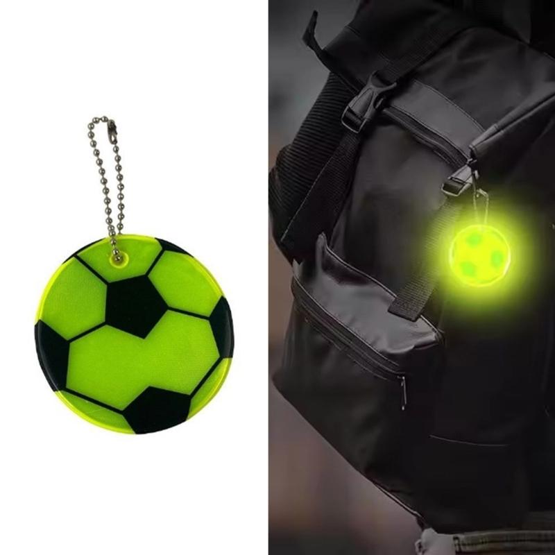 12Pieces Soccer Nighttime Backpack Keychain Glowing Bag Pendant Football Reflective Key Ornament for Easy Key Finding
