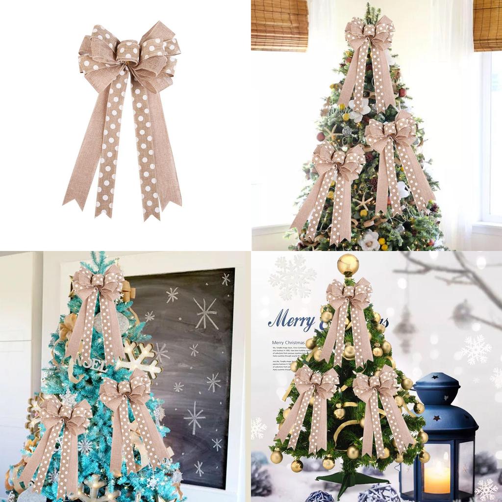 Soft Textured Beige Bow Christmas Ornaments For Stunning Holiday Tree Decor