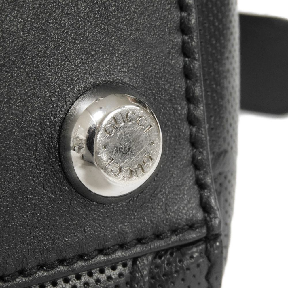 Used 9539 GG Embossed Tote Bag 625774 7924 Punching Shoulder Bag Double G Black Men's from Japan AUTHENTIC