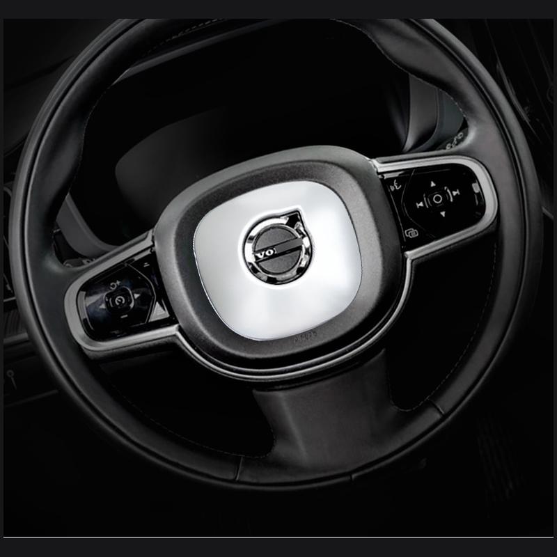 Stainless Steel Car Styling Steering Wheel Logo Emblem Cover Ring Trim Stickers For Volvo XC60 2018    Accessories