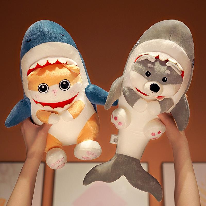 Unique Different Colour Eyes Cosplay Shark Tail Cat Plushies Stuffed Plush Cute Whale Cat Shiba Inu Dog Throw Pillow Cushion Boy