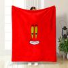 A Cartoonish Smiling Face with Big Yellow Eyes On a Red Background. for All Seasons Blanket Lunch Break Throw Gift