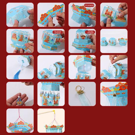 Frühlingsfest DIY Laternen-Set Chinesische Traditionelle Handgehaltene Glückslaterne mit Quaste und Banddekor für Mondneujahr Hochzeit Geburtstagsdekoration