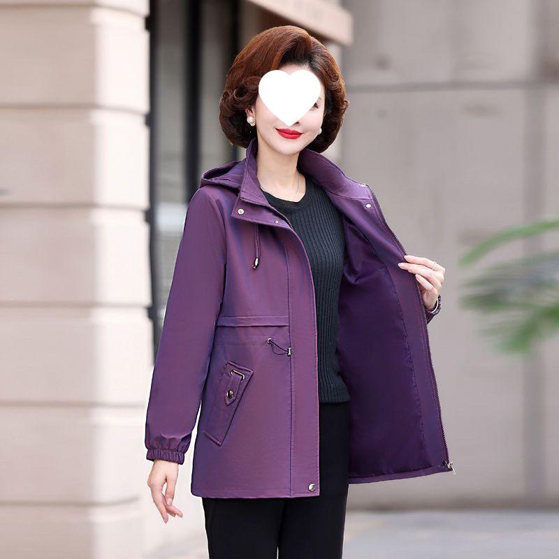 

Mom s 2024 Stylish Mid-Length Trench Coat for Middle-Aged Women - Spring/Autumn, Plus Size, Slimming Design. M 80-95 lbs фиолетовый