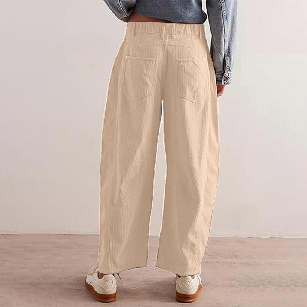Women's Corduroy Pants Casual Women's Solid Color Corduroy Loose Straight Pants