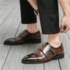 Britain Gentleman Black Brown Pointed Business Shoes Men Designer Monk Strap Loafers Formal Wedding Dress Homecoming Footwear