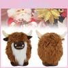 Adorable Plush Highland Cow Decorative Figure With Brown And White Facial Features
