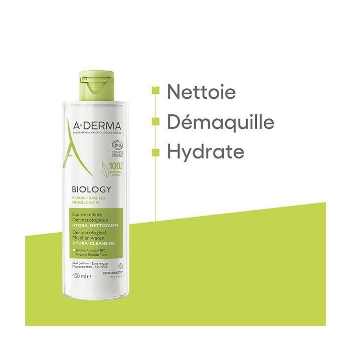 A-Derma Biology Eau Micellaire Dermatologique Hydra-Nettoyante Bio 400ml