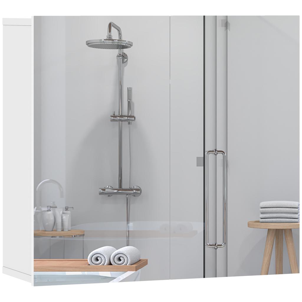 Double-Door Bathroom Mirror Cabinet - White