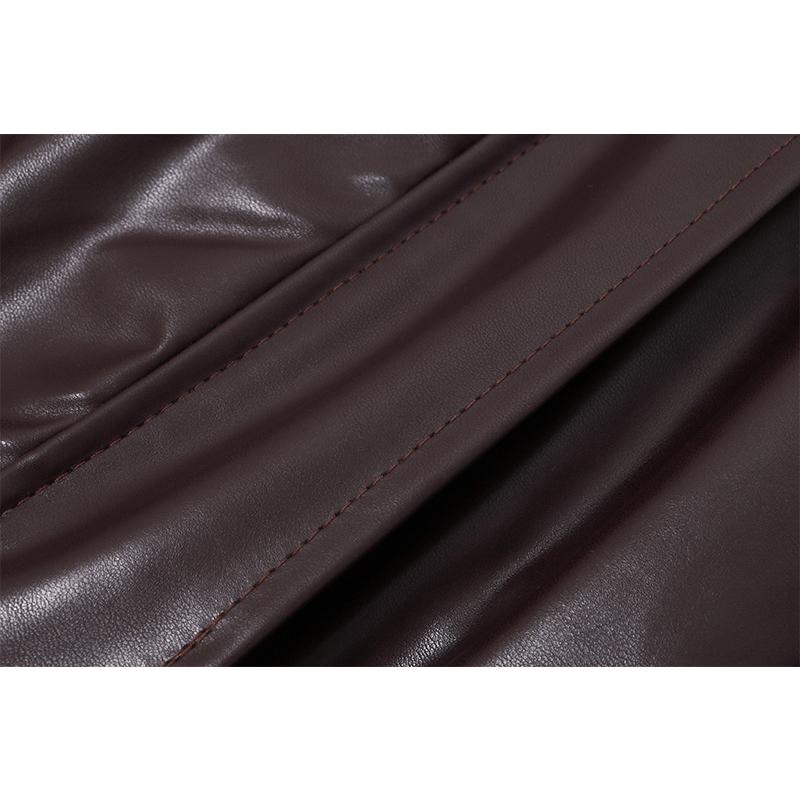 Retro Biker Style Women's PU High-Shine Jacket - 2025 Autumn Winter Trendy Versatile Faux Leather Coat, Edgy Chic Motorcycle Outerwear