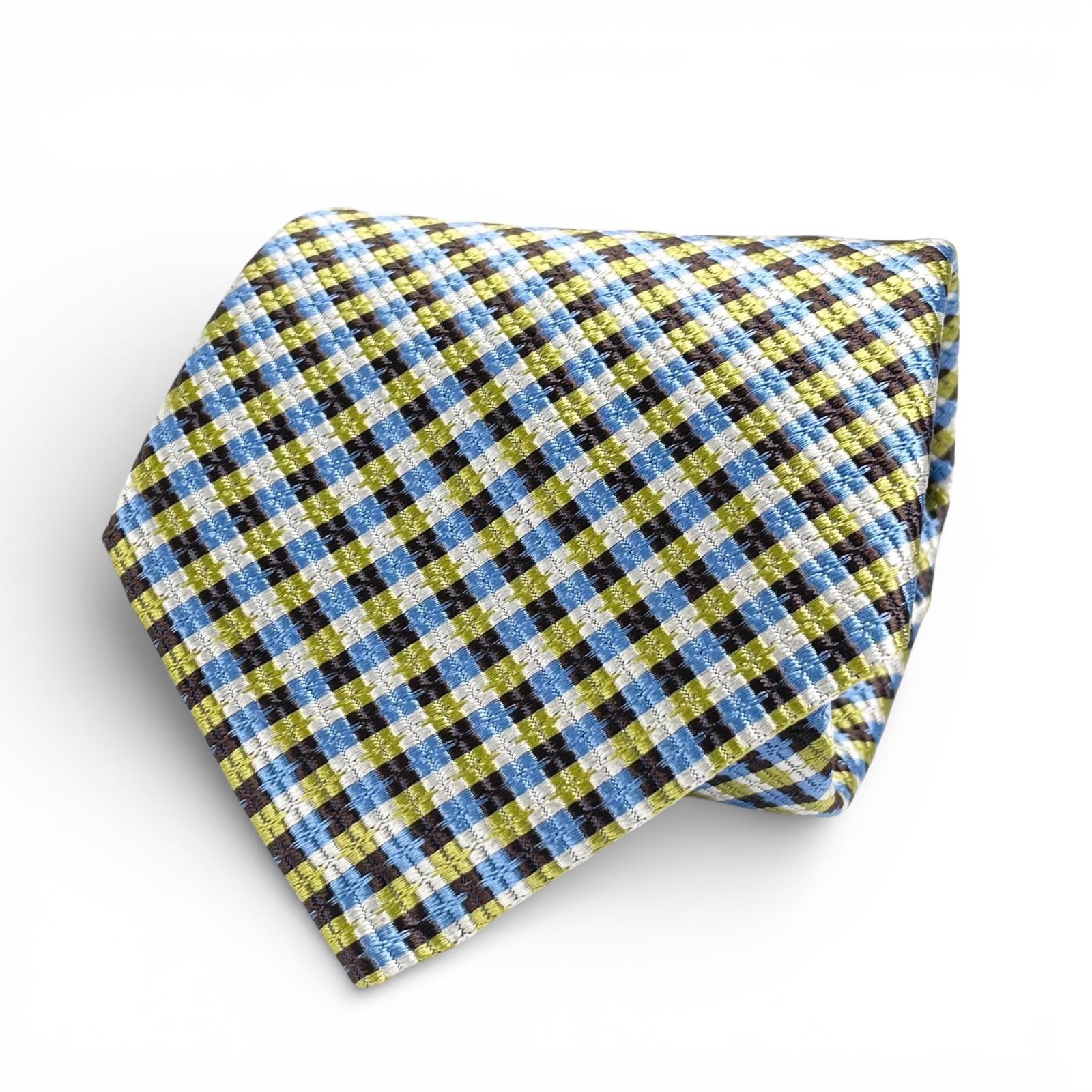 Pristine HERMES tie Check Pattern multicolor silk mens 758974T Used