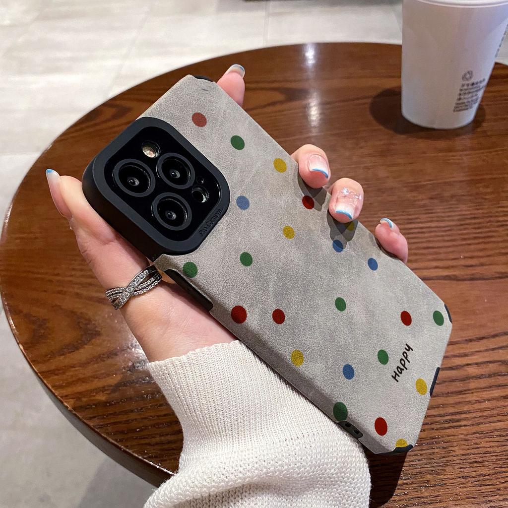 Colorful Polka Dots Apple 13 Mobile Phone Case IPhone 121415 Fur 16promax11 Anti-fall Japanese and Korean Style