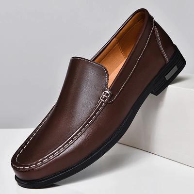 Herrenschuhe, elegante Schuhe, echtes Leder, Slipper, Business- und Freizeitschuhe, klassische weiche Mokassins, atmungsaktive Herren-Flachschuhe