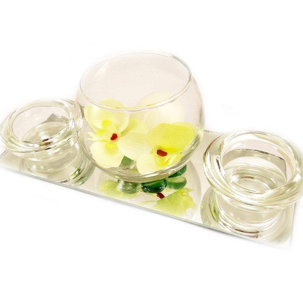Les Trésors De Lily [L4062] - Set of Floating Candles 'Belle De Soie' Mirror (yellow)