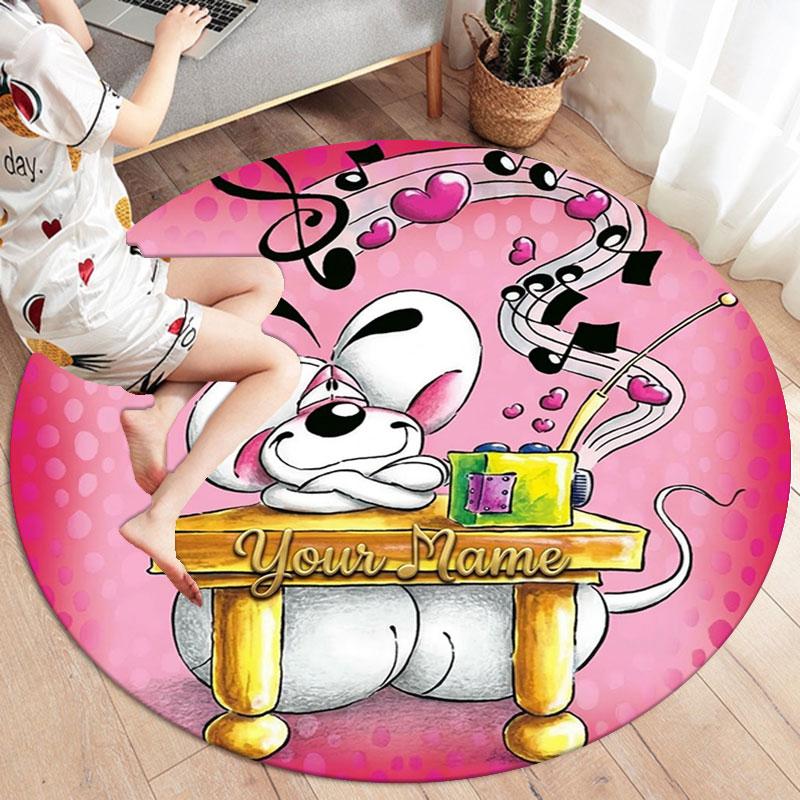 Diddl Custom Name Round Area Rug,Carpet Rug for Living Room Bedroom Sofa Playroom Decor,Non-slip Floor Mat