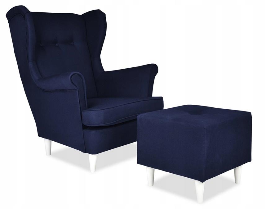 Fotel uszak ARI skandynawski Family Meble granatowy elegancki jeans