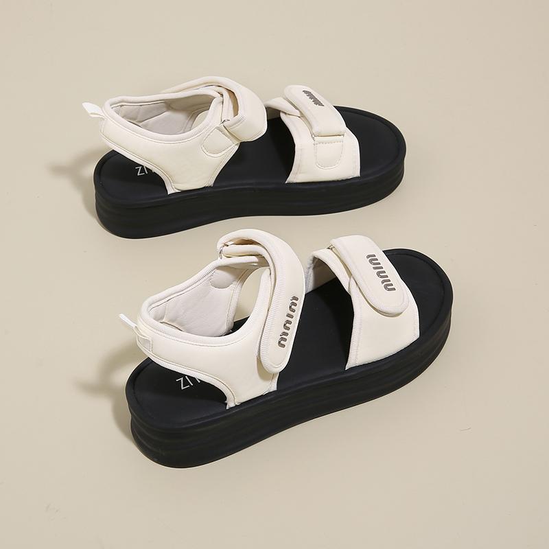 CRLAYDK Women's Rome Sandals Adjustable Strap Hook&Loop Shoes Comfort Platform Summer Walking Casual Beach Sports Slippers