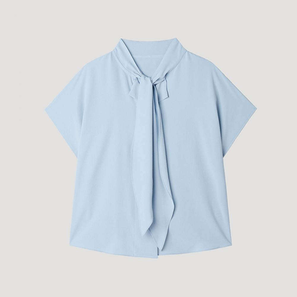 

[She S miSS] Tie Neck Short Sleeve blouSe Swwblp22180 Ll light blue/55