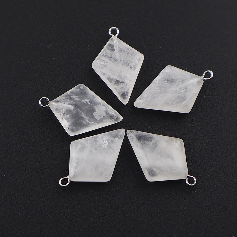 Natural Stone Rhombus Crystal Pendant for DIY Jewelry