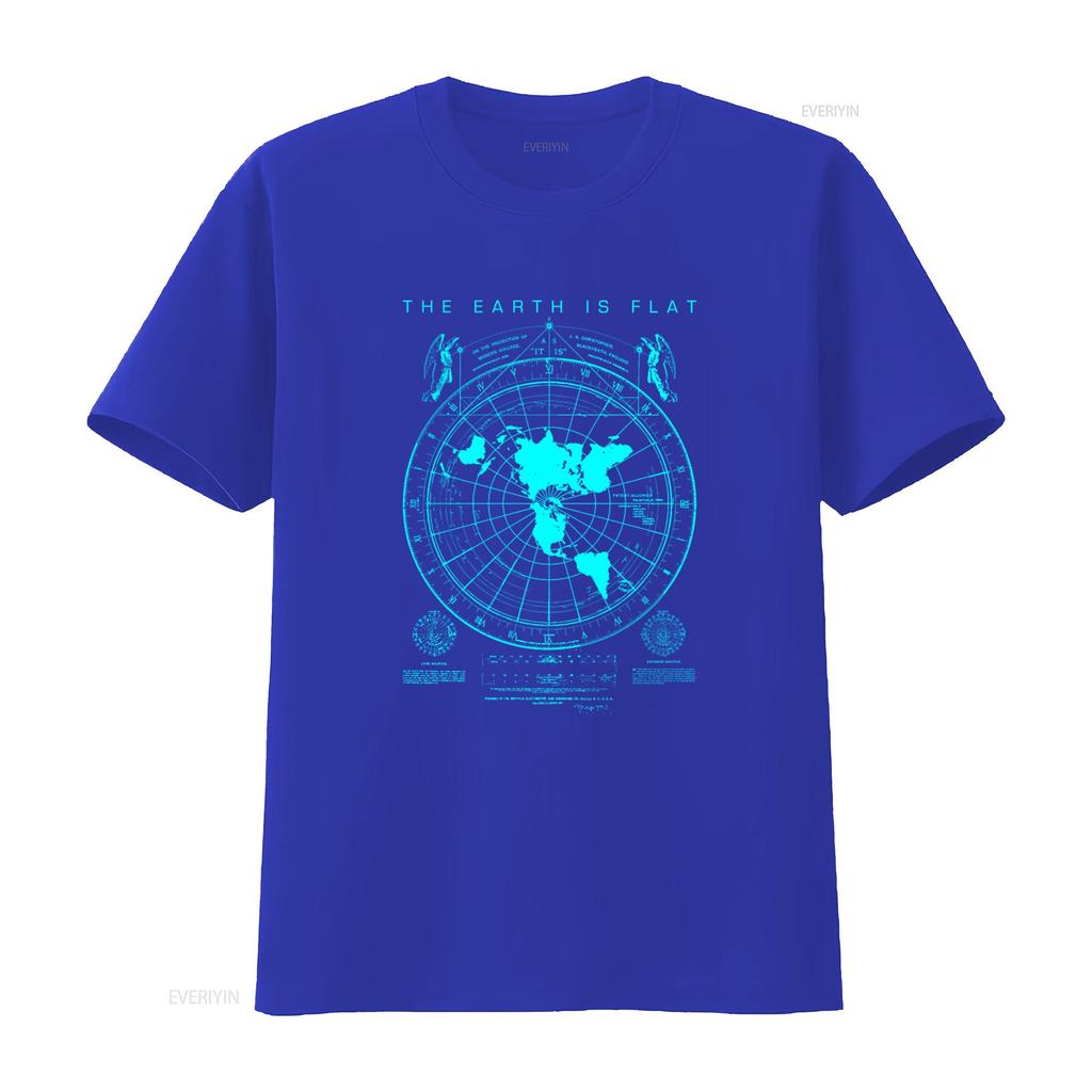 Flat Earth Map Print T Shirt Is Design Firmaunisext Plies New World Order Vintage Washed Designer Clothes Graphic Versatile