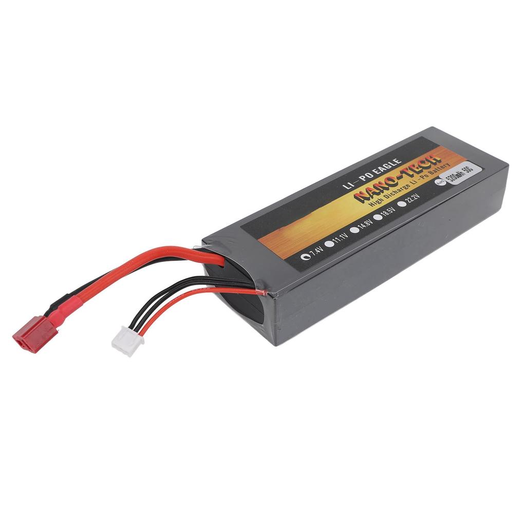 7.4V Lipo Battery 5200mAh 2S 50C Hard Case Lithium Polymer Battery with T Plug for 1/8 1/10 RC Cars Trucks