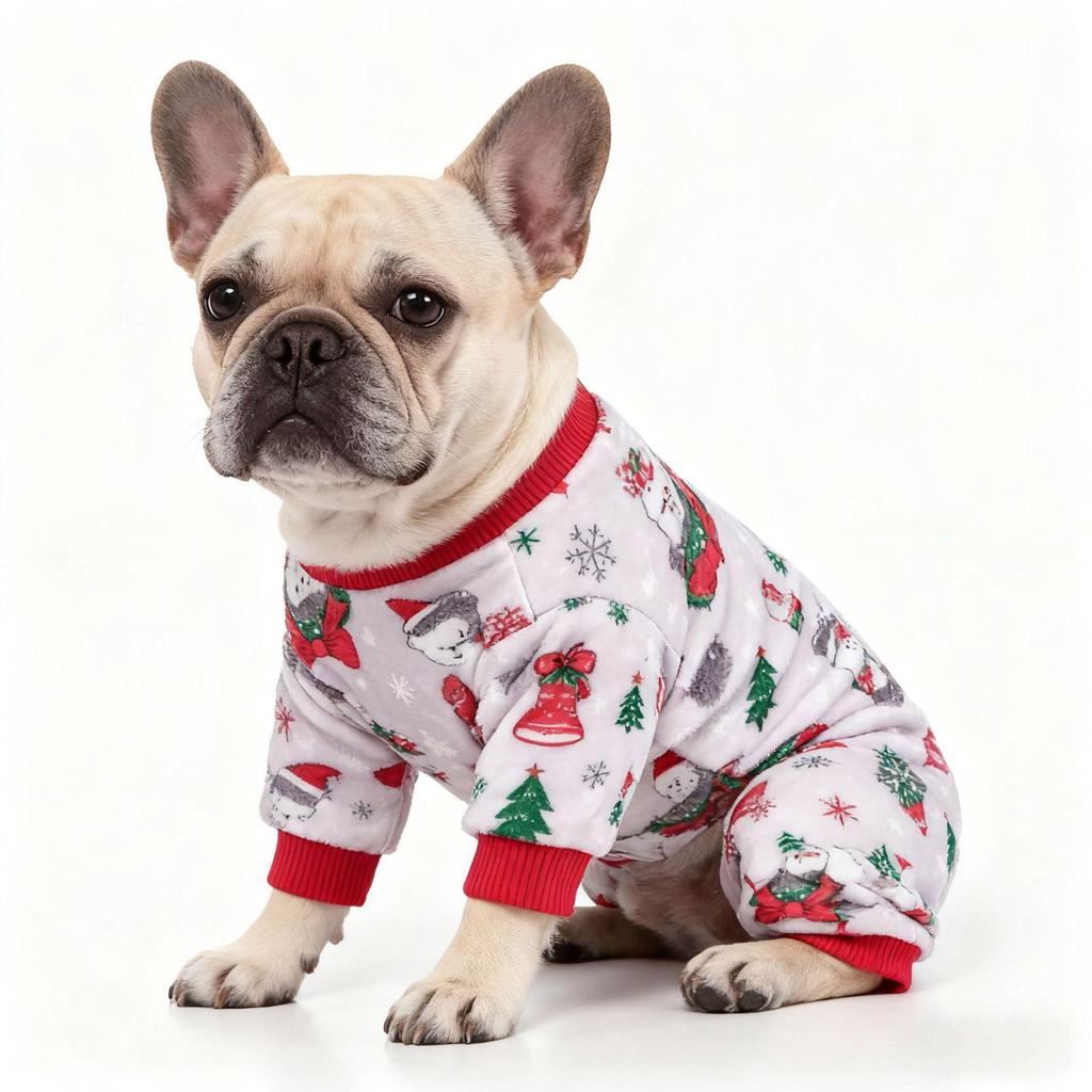 Christmas Four-Legged Elastic Plush Suit for Small Dogs with Ankle Cuffs