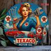 Vintage Texaco Pin Up Girl Metal Tin Sign Retro Garage Americana Wall Art