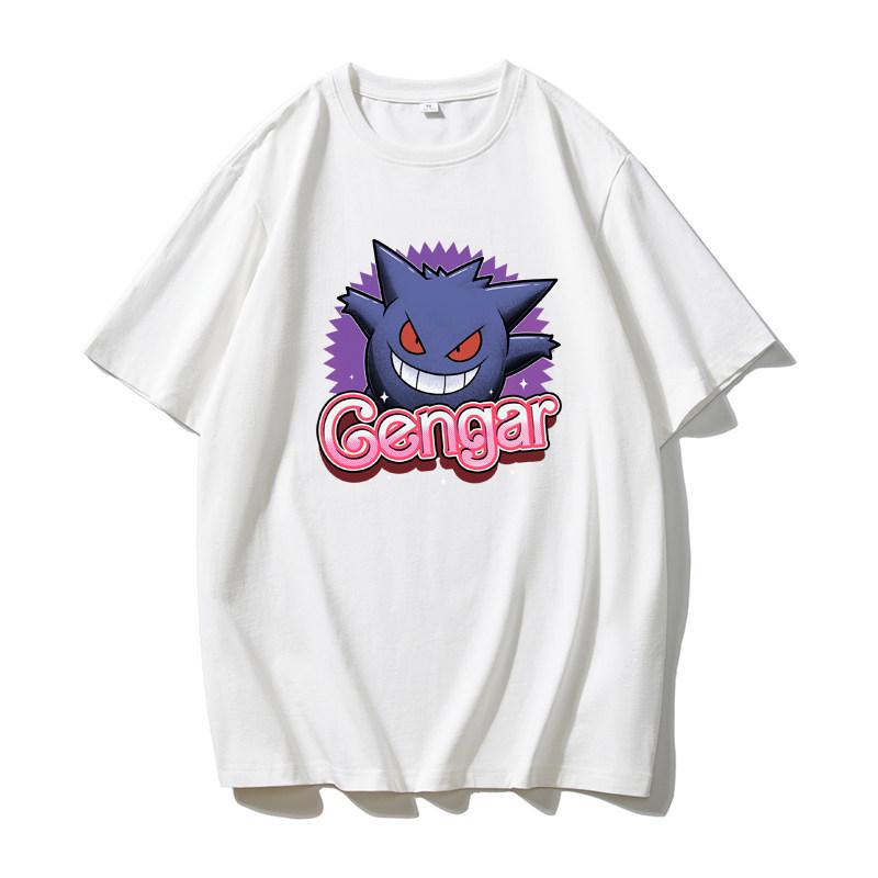 Pok É Mon Genggui Cartoon Anime Tshirt Short Sleeves Loose Summer Cotton Japanese Short Sleeves Men and Women
