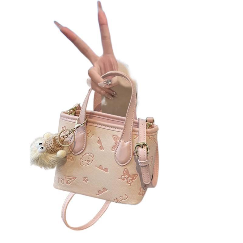 Pink Bucket Bag - Women's Chic Small Crossbody Bag, Light Luxury and Trendy Design