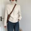 Lazy wind turtleneck pit strip thin sweater women's simple design solid color slim bottom knitted sweater autumn and winter top