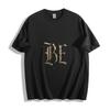 Distressed Gold ''BE'' Gothic Letter Graphic T-Shirt