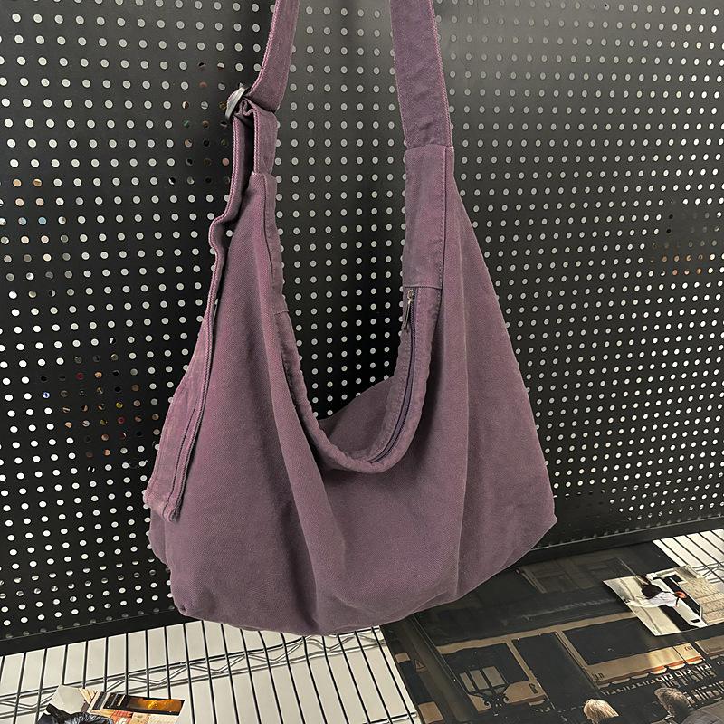 Crossbody Bag Women's Retro Large-capacity Trendy Simple Tote Bag Casual Lazy Wind Shoulder Canvas Bag