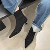 2026 New Fashion  Pointed Toe Rhinestone Women's Boots Comfortable and Versatile Back Zipper Spring and Autumn