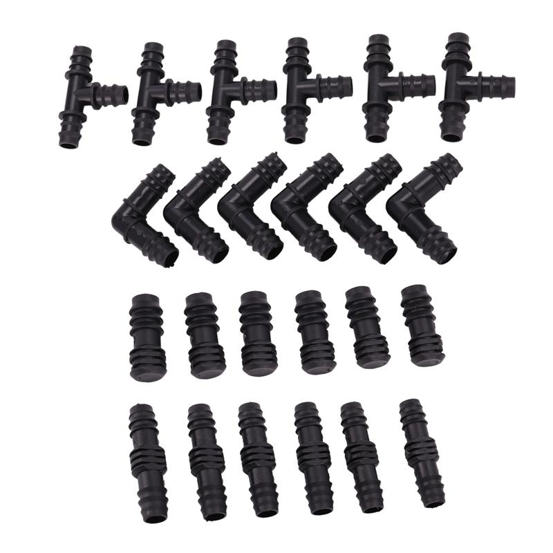 M-Modern-Irrigation Fittings Kit For Drip Tubing -6 Tees, 6 Couplings, 6 Ends, 6 Elbows - 16Mm Compatible Drip Sprinkler Systems