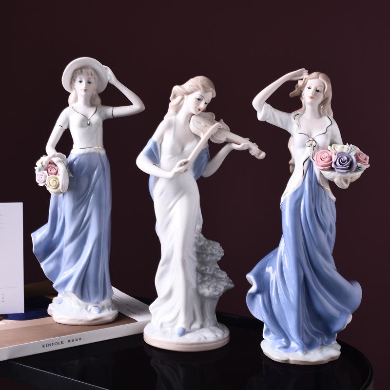 Ornamente Ceramice Femeie Occidentală pentru Decorul Casei Europene - Living, Vin și Cabinete TV