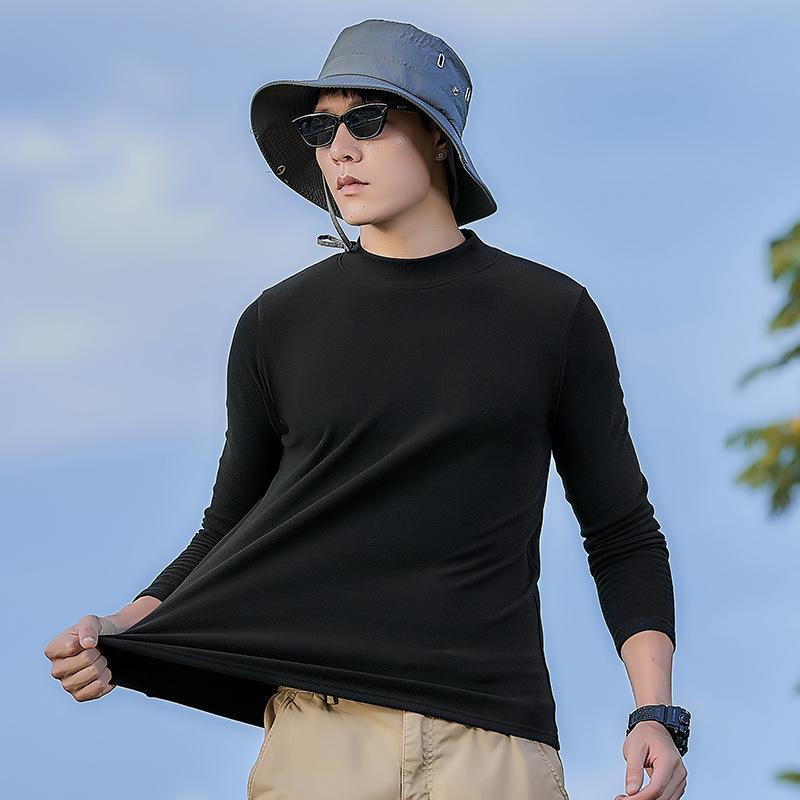 

Повседневный свитер с полувысоким воротом для мужчин на осень и зиму, теплый пуловер, свободный, с велюровой подкладкой, с длинным рукавом, топ, базовая рубашка для мужчин 7XL