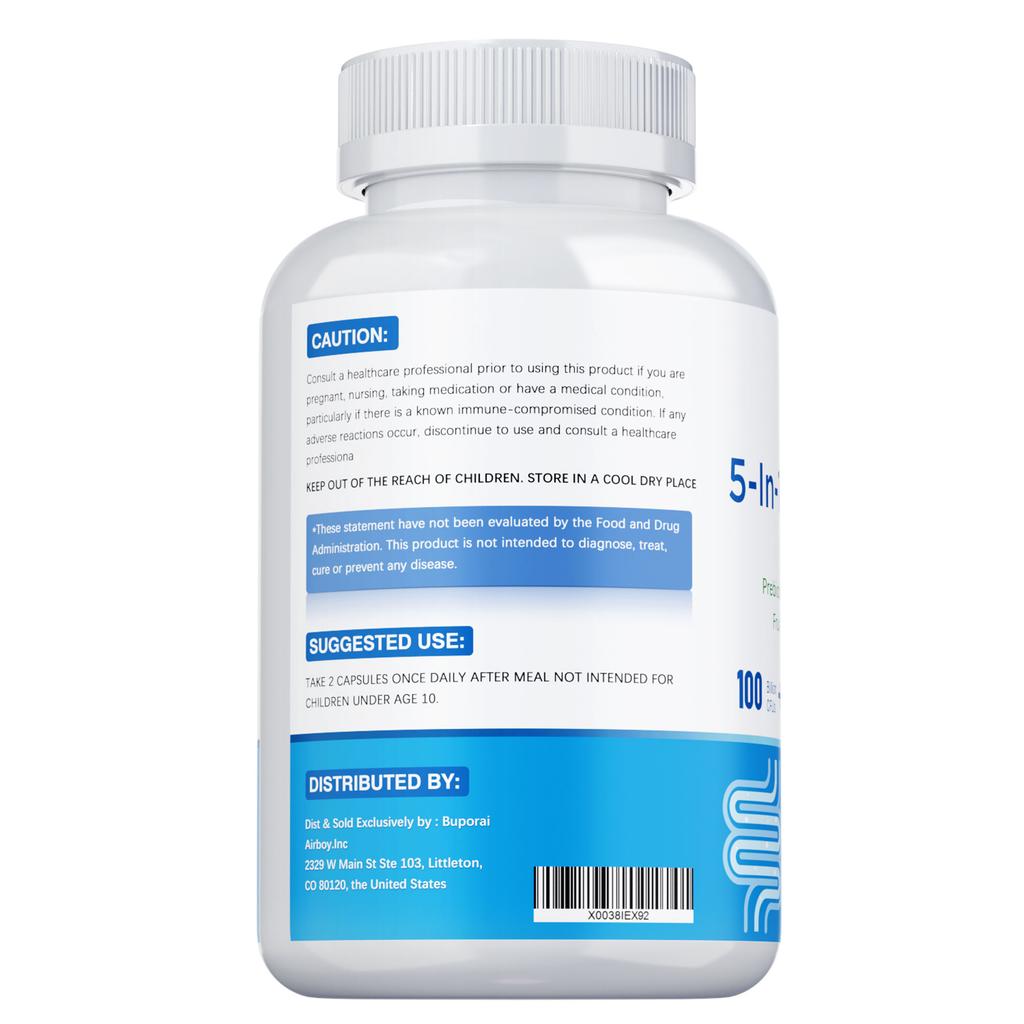 Compound probiotic capsules, fruit and vegetable supplements, for intestinal relief, digestive aid, suitable for adults.
