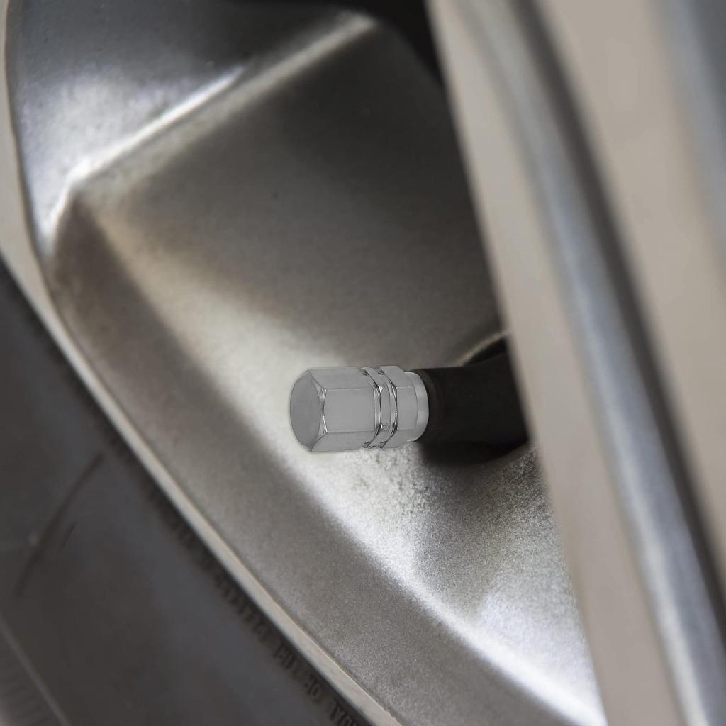 X AUTOHAUX Tire Stem Valve Cap Wheel Valve Cover Car Dustproof Hexagon Aluminum Alloy Tire Cap 8pcs Gray
